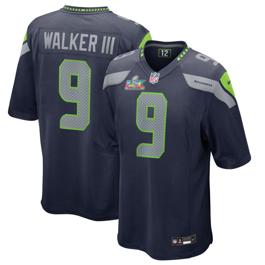 Men's Seattle Seahawks Kenneth Walker III Nike College Navy Super Bowl LX Patch Game Jersey - SUjersey01