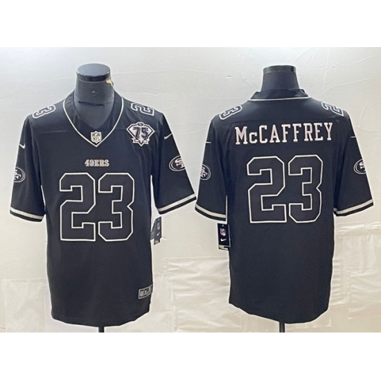 Men's San Francisco 49ers #23 Christian McCaffrey Black 75th Anniversary Football Stitched Jersey