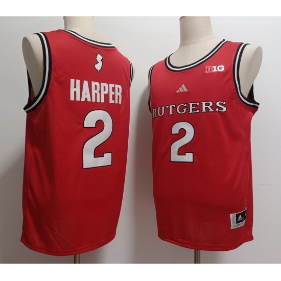 Men's Rutgers Scarlet Knights #2 Dylan Harper Red Stitched Basketball Jersey - Ujersey