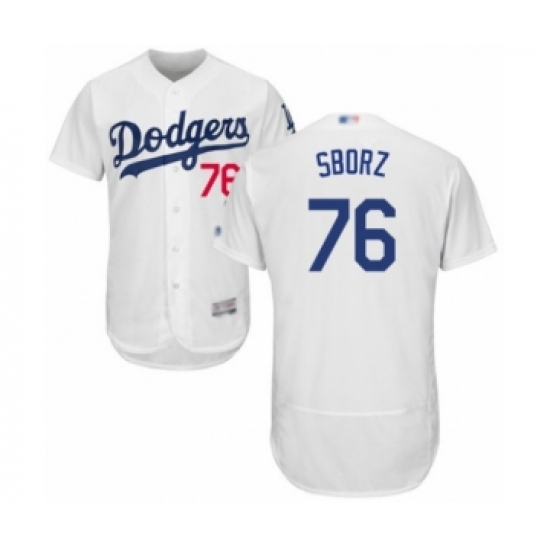 Men's Los Angeles Dodgers #76 Josh Sborz White Home Flex Base Authentic Collection Baseball Player Jersey