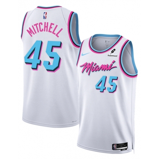 Men's Miami Heat #45 Davion Mitchell White 2025 City Edition Stitched Basketball Jersey - Ujersey