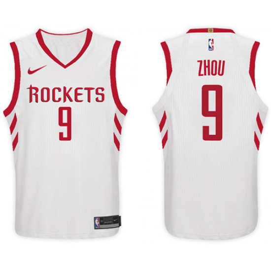 Nike NBA Houston Rockets #9 Zhou Qi Jersey 2017-18 New Season White Jersey - Ujersey