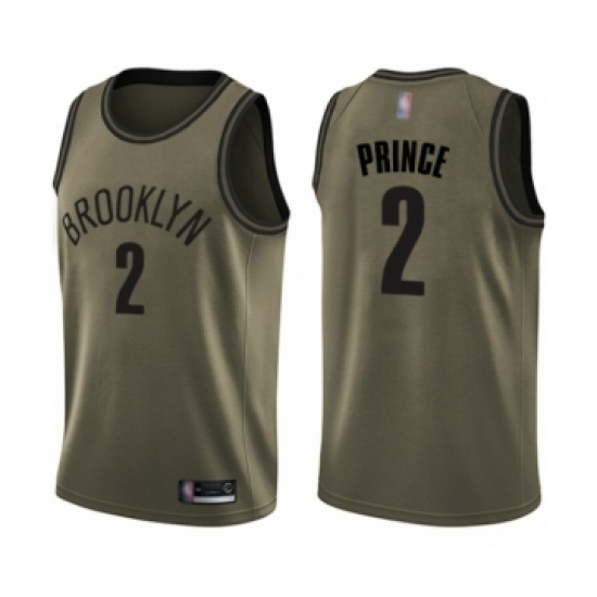 Men's Brooklyn Nets #2 Taurean Prince Swingman Green Salute to Service Basketball Jersey - Ujersey