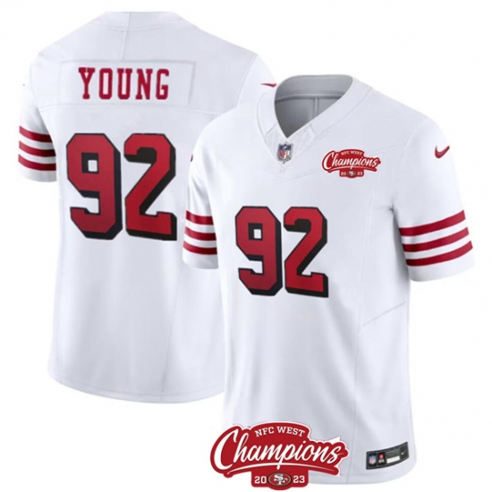 Men's San Francisco 49ers #92 Chase Young White 2023 F.U.S.E. NFC West Champions Alternate Football Stitched Jersey - Ujersey