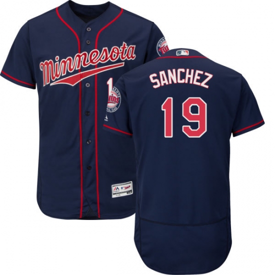 Men's Majestic Minnesota Twins #19 Anibal Sanchez Navy Blue Alternate Flex Base Authentic Collection MLB Jersey - Ujersey