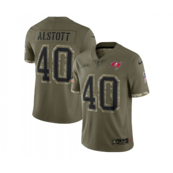 Men's Tampa Bay Buccaneers #40 Mike Alstott 2022 Olive Salute To Service Limited Stitched Jersey - Ujersey