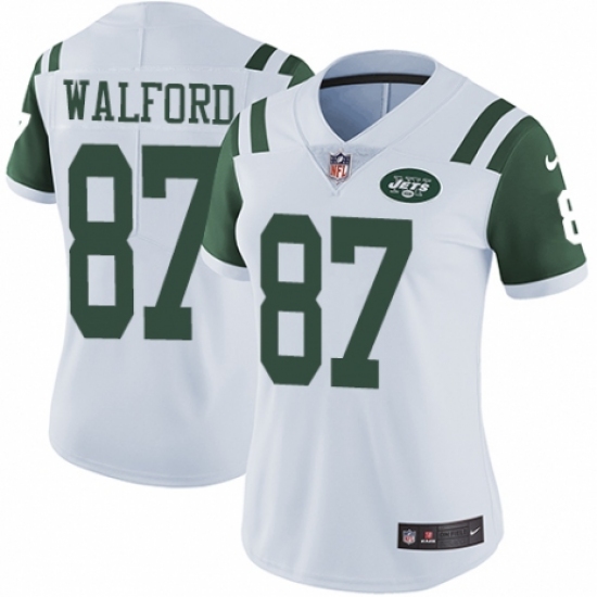 Women's Nike New York Jets #87 Clive Walford White Vapor Untouchable Limited Player NFL Jersey - Ujersey