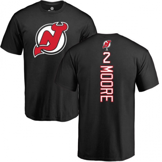 NHL Adidas New Jersey Devils #2 John Moore Black Backer T-Shirt - ujerseystore