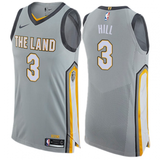 Men's Nike Cleveland Cavaliers #3 George Hill Authentic Gray NBA Jersey - City Edition - Ujersey