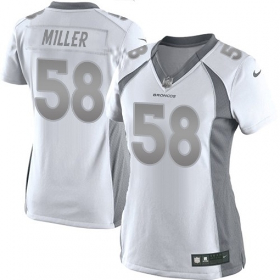 Women's Nike Denver Broncos #58 Von Miller Limited White Platinum NFL Jersey - Ujersey