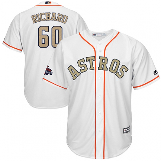 Youth Majestic Houston Astros #60 Dallas Keuchel Authentic White 2018 Gold Program Cool Base MLB Jersey - Ujersey