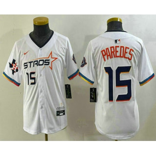 Youth Houston Astros #15 Isaac Paredes Number White 2025 City Connect Limited Stitched Jersey - Ujersey