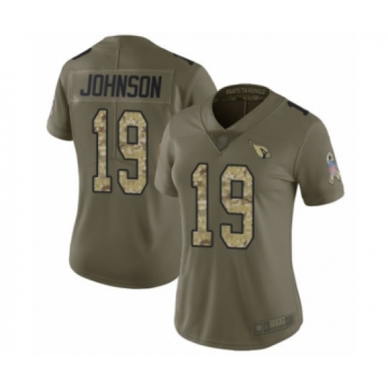 Women's Arizona Cardinals #19 KeeSean Johnson Limited Olive Camo 2017 Salute to Service Football Jersey - Ujersey