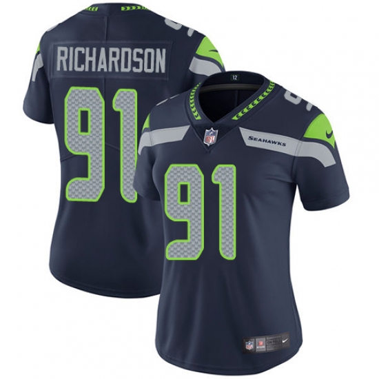 Women's Nike Seattle Seahawks #91 Sheldon Richardson Navy Blue Team Color Vapor Untouchable Limited Player NFL Jersey - Ujersey