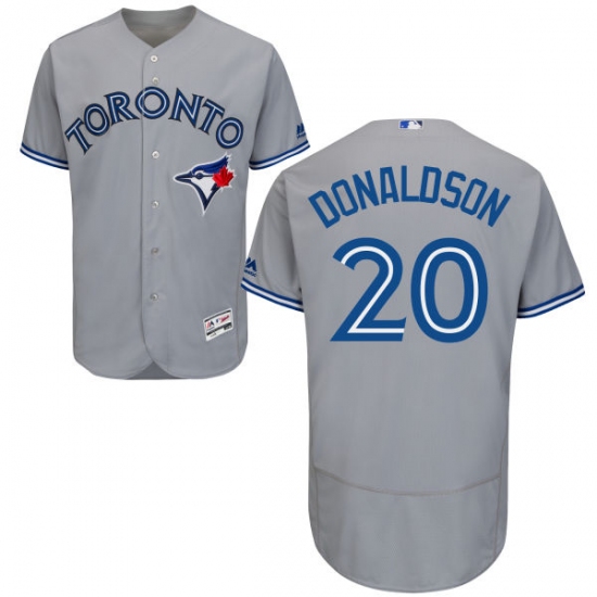 Men's Majestic Toronto Blue Jays #20 Josh Donaldson Grey Road Flex Base Authentic Collection MLB Jersey - Ujersey