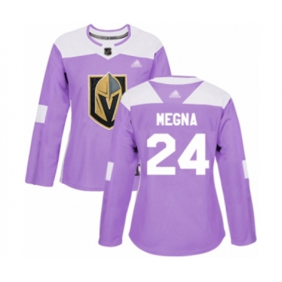 Women's Vegas Golden Knights #24 Jaycob Megna Authentic Purple Fights Cancer Practice Hockey Jersey - Ujersey
