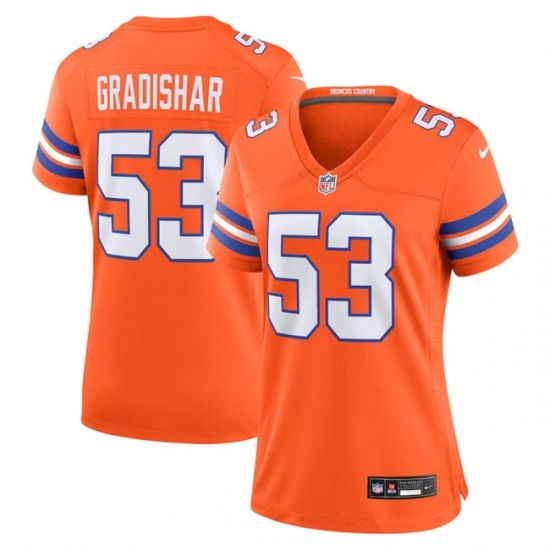Women's Denver Broncos #53 Randy Gradishar Orange Mile High Collection 1977 Throwback Stitched Jersey - Ujersey