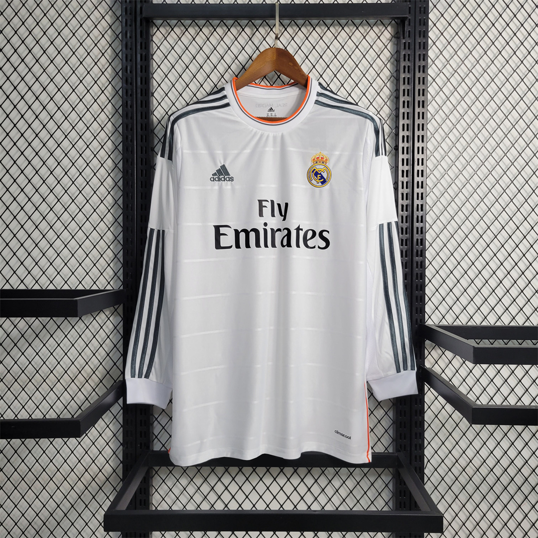 Real Madrid Retro Jersey Home Custom Long Sleeve Soccer Shirt 2013/14 - ujerseystore