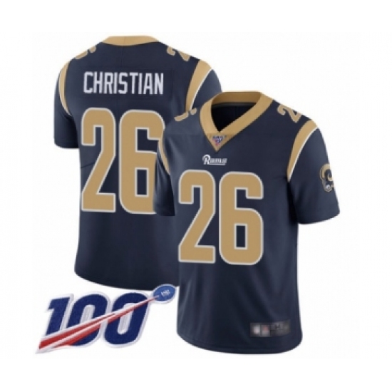 Youth Los Angeles Rams #26 Marqui Christian Navy Blue Team Color Vapor Untouchable Limited Player 100th Season Football Jersey - Ujersey