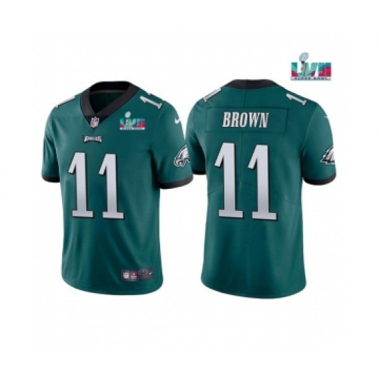 Men's Philadelphia Eagles #11 A. J. Brown Green Super Bowl LVII Patch Vapor Untouchable Limited Stitched Jersey - Ujersey