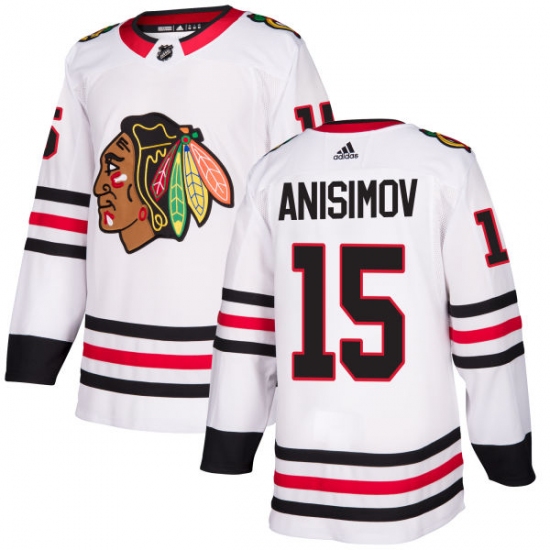 Men's Adidas Chicago Blackhawks #15 Artem Anisimov Authentic White Away NHL Jersey - Ujersey