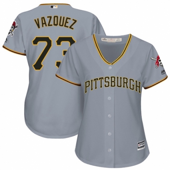 Women's Majestic Pittsburgh Pirates #73 Felipe Vazquez Authentic Grey Road Cool Base MLB Jersey - Ujersey