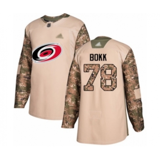 Youth Carolina Hurricanes #78 Dominik Bokk Authentic Camo Veterans Day Practice Hockey Jersey - Ujersey