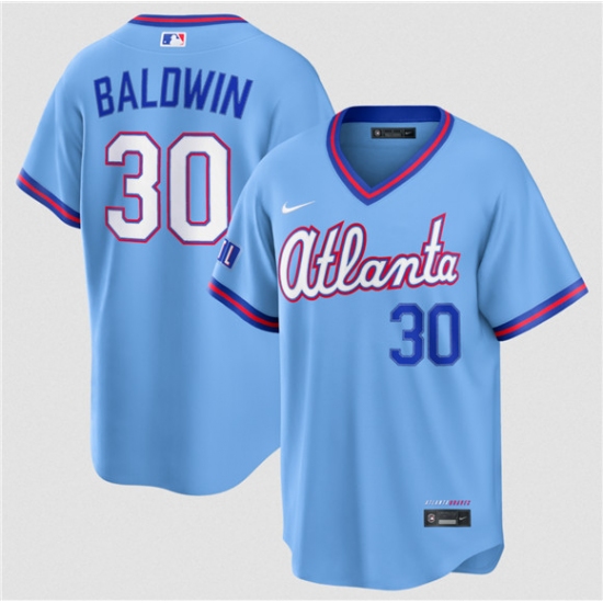 Men's Atlanta Braves #30 Drake Baldwin Powder Blue 2026 City Connect Stadium Stitched Baseball Jersey - Ujersey