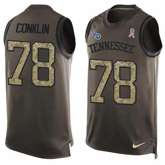 Men's Nike Tennessee Titans #78 Jack Conklin Limited Green Salute to Service Tank Top NFL Jersey - Ujersey