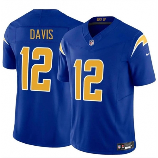 Men's Los Angeles Chargers #12 Derius Davis Royal 2024 F.U.S.E. Vapor Limited Football Stitched Jersey - Ujersey