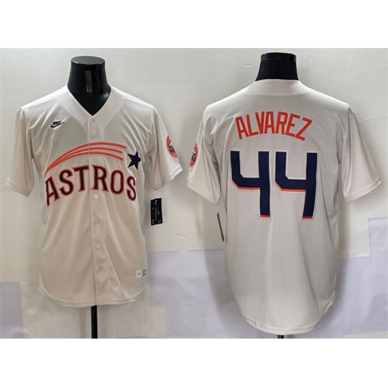 Men's Houston Astros #44 Yordan Alvarez Cream Throwback Cooperstown Collection Limited Stitched Baseball Jersey - Ujersey