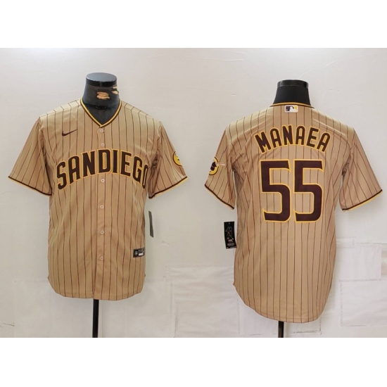 Men's San Diego Padres #55 Sean Manaea Khaki Cool Base Stitched Jersey - Ujersey