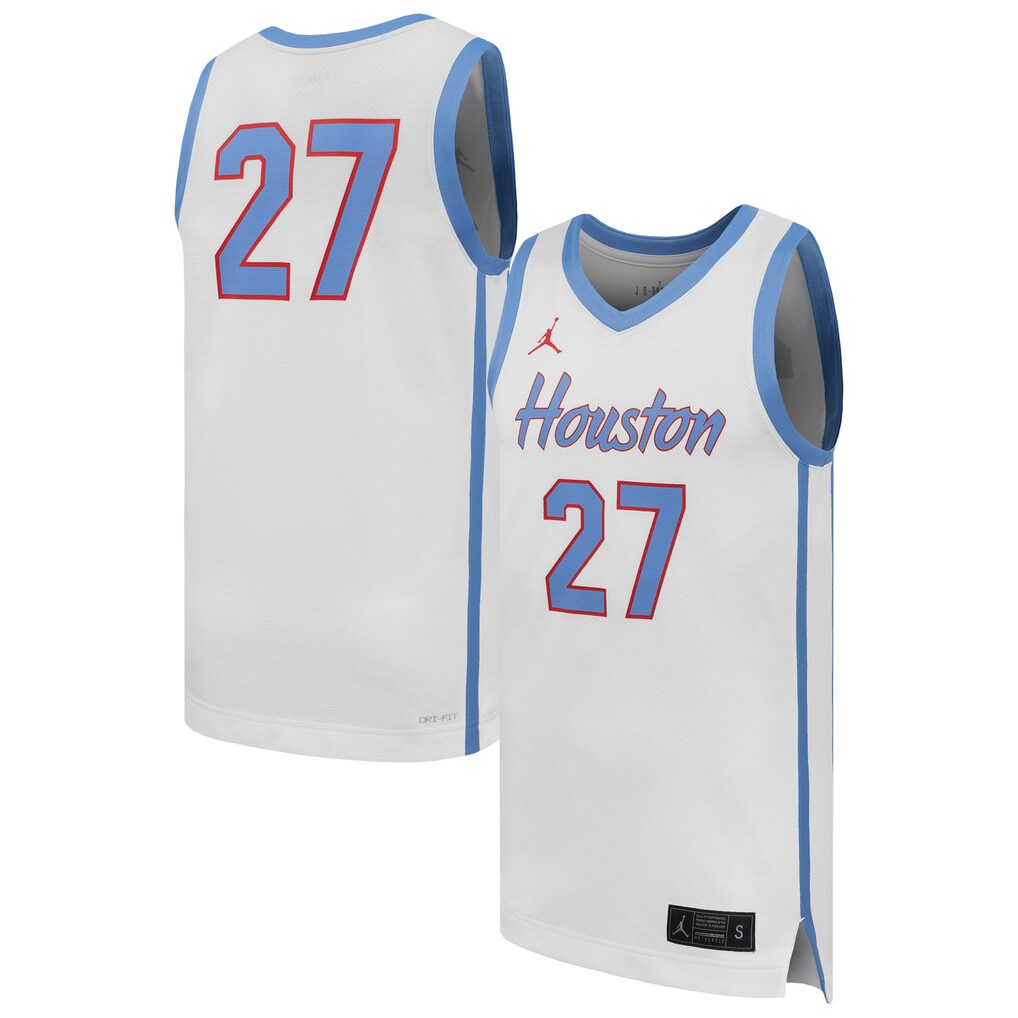 Men's Jordan Brand #27 White Houston Cougars Replica Basketball Jersey - Ujersey