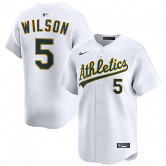 Men's Oakland Athletics #5 Jacob Wilson White 2024 Home Limited Stitched Jersey - Ujersey