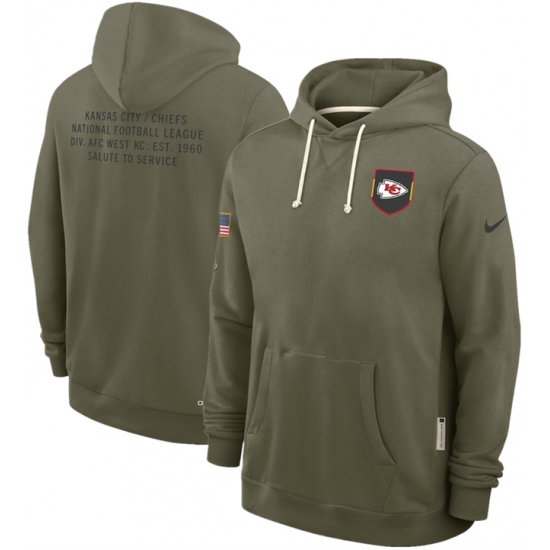 Men's Kansas City Chiefs Olive 2025 Salute to Service Pullover Hoodie - Ujersey