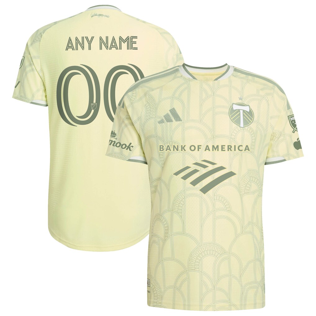 Men's Portland Timbers adidas Yellow 2026 Civic Stadium Kit On-Field Authentic Patch Custom Jersey - Ujersey
