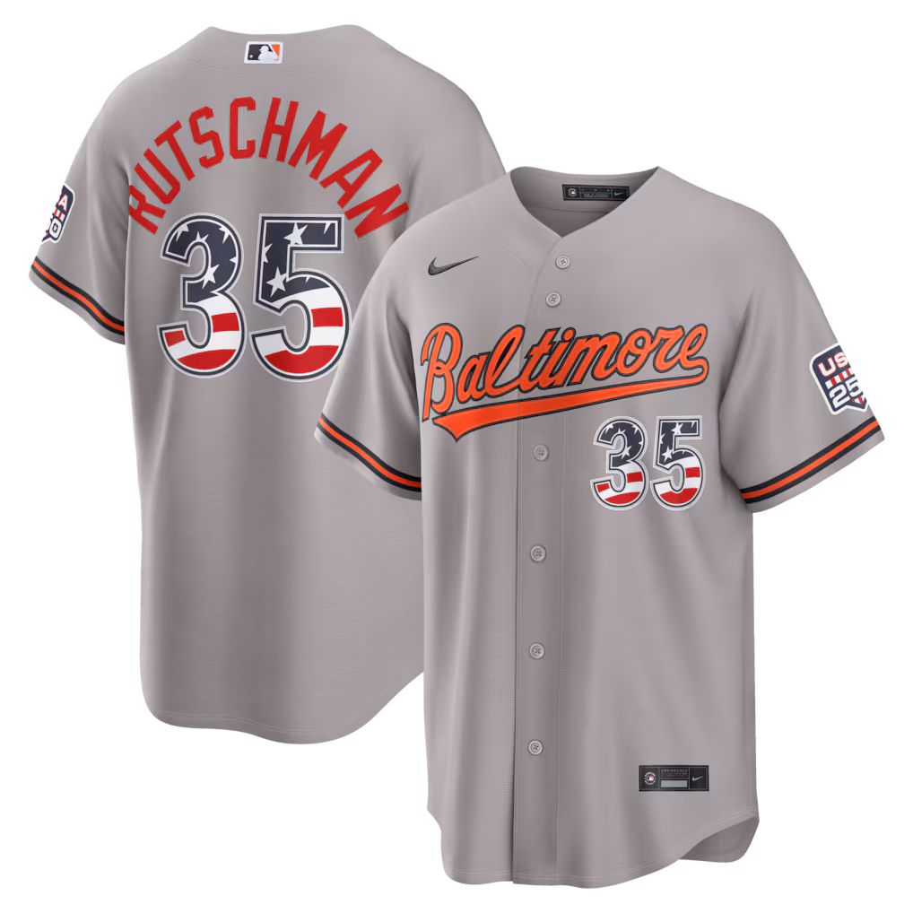 Men's Baltimore Orioles Adley Rutschman Nike Gray USA 250 Fourth of July Road Stadium Jersey - Ujersey