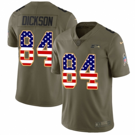 Men's Nike Seattle Seahawks #84 Ed Dickson Limited Olive/USA Flag 2017 Salute to Service NFL Jersey - Ujersey