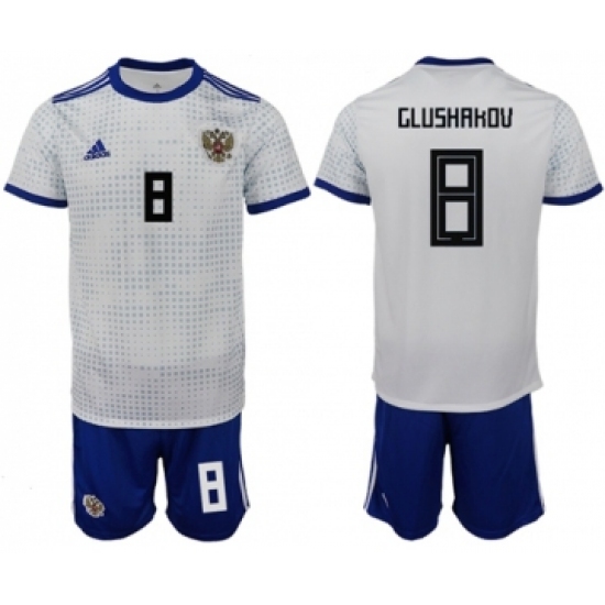 Russia #8 Glushakov Away Soccer Country Jersey