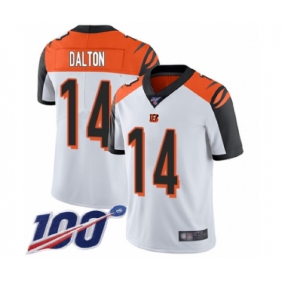 Men's Cincinnati Bengals #14 Andy Dalton White Vapor Untouchable Limited Player 100th Season Football Jersey - Ujersey