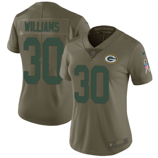 Women's Nike Green Bay Packers #30 Jamaal Williams Limited Olive 2017 Salute to Service NFL Jersey - Ujersey