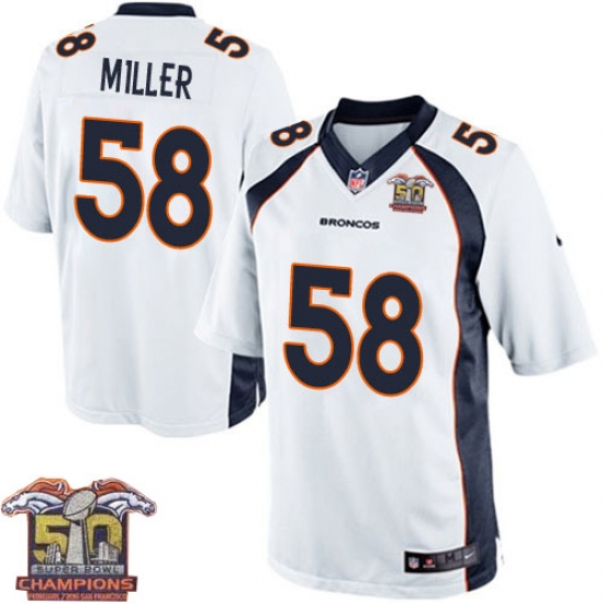 Youth Nike Denver Broncos #58 Von Miller Elite White Super Bowl 50 Champions NFL Jersey - Ujersey