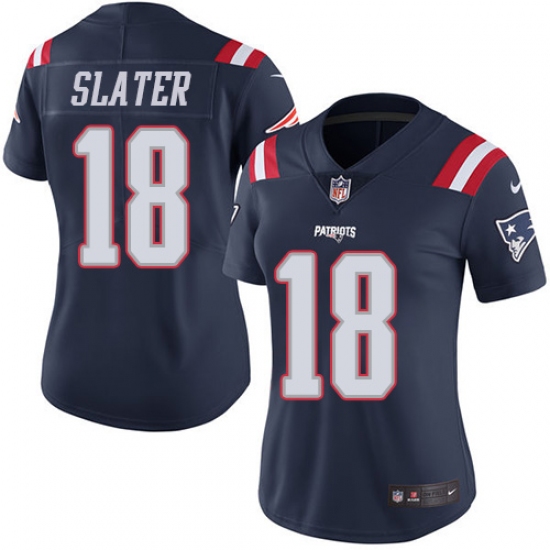 Women's Nike New England Patriots #18 Matthew Slater Limited Navy Blue Rush Vapor Untouchable NFL Jersey - Ujersey