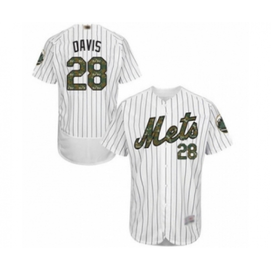 Men's New York Mets #28 J.D. Davis Authentic White 2016 Memorial Day Fashion Flex Base Baseball Player Jersey - Ujersey