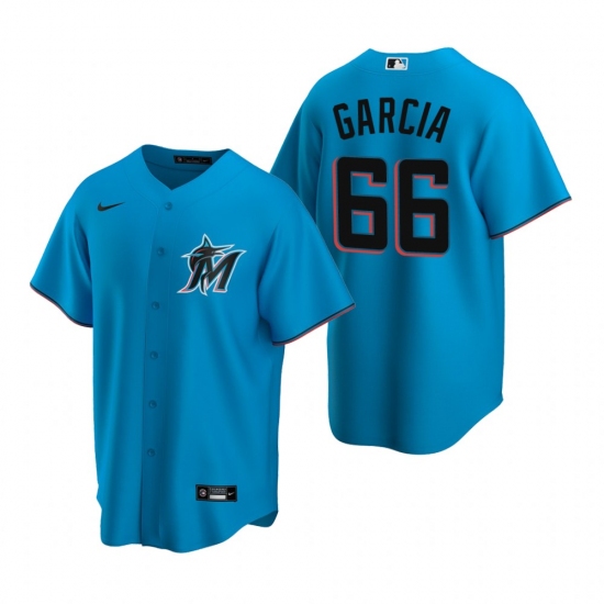 Men's Nike Miami Marlins #66 Jarlin Garcia Blue Alternate Stitched Baseball Jersey - Ujersey