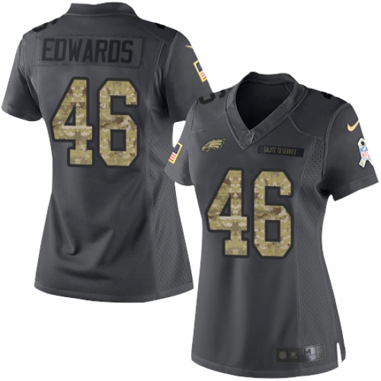 Women's Nike Philadelphia Eagles #46 Herman Edwards Limited Black 2016 Salute to Service NFL Jersey - Ujersey