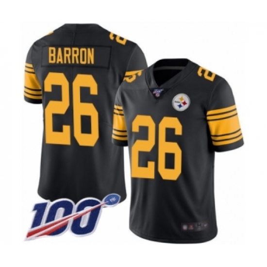 Men's Pittsburgh Steelers #26 Mark Barron Limited Black Rush Vapor Untouchable 100th Season Football Jersey - Ujersey