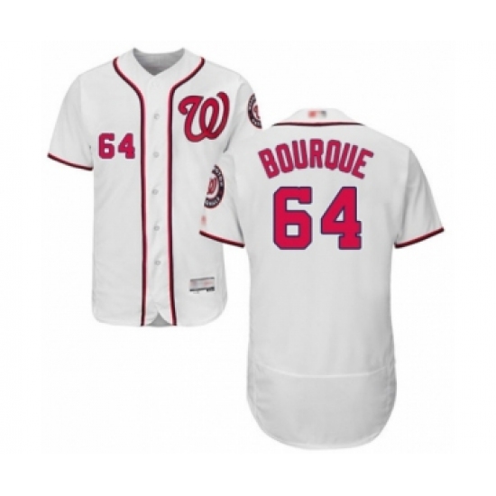 Men's Washington Nationals #64 James Bourque White Home Flex Base Authentic Collection Baseball Player Jersey - Ujersey