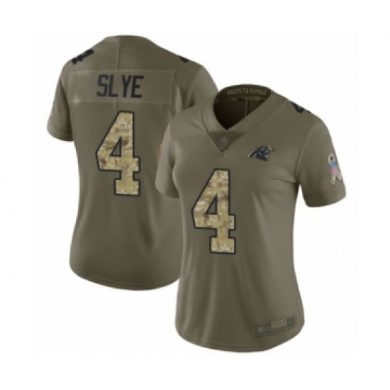 Women's Carolina Panthers #4 Joey Slye Limited Olive Camo 2017 Salute to Service Football Jersey - Ujersey