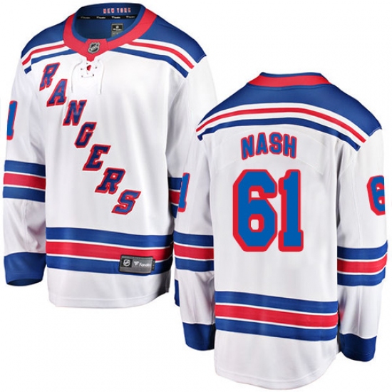 Youth New York Rangers #61 Rick Nash Fanatics Branded White Away Breakaway NHL Jersey - Ujersey